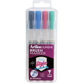 Artline Supreme Brush Marker | Black, Blue, Red, Green | 4-Pack